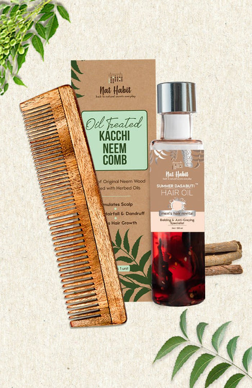 Nat Habit  Dual Tooth Comb 50g Mens Revital Dasabuti Hair Oil 100ml